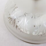 Glass globe ceiling lamp frosted pattern and brass opened frame