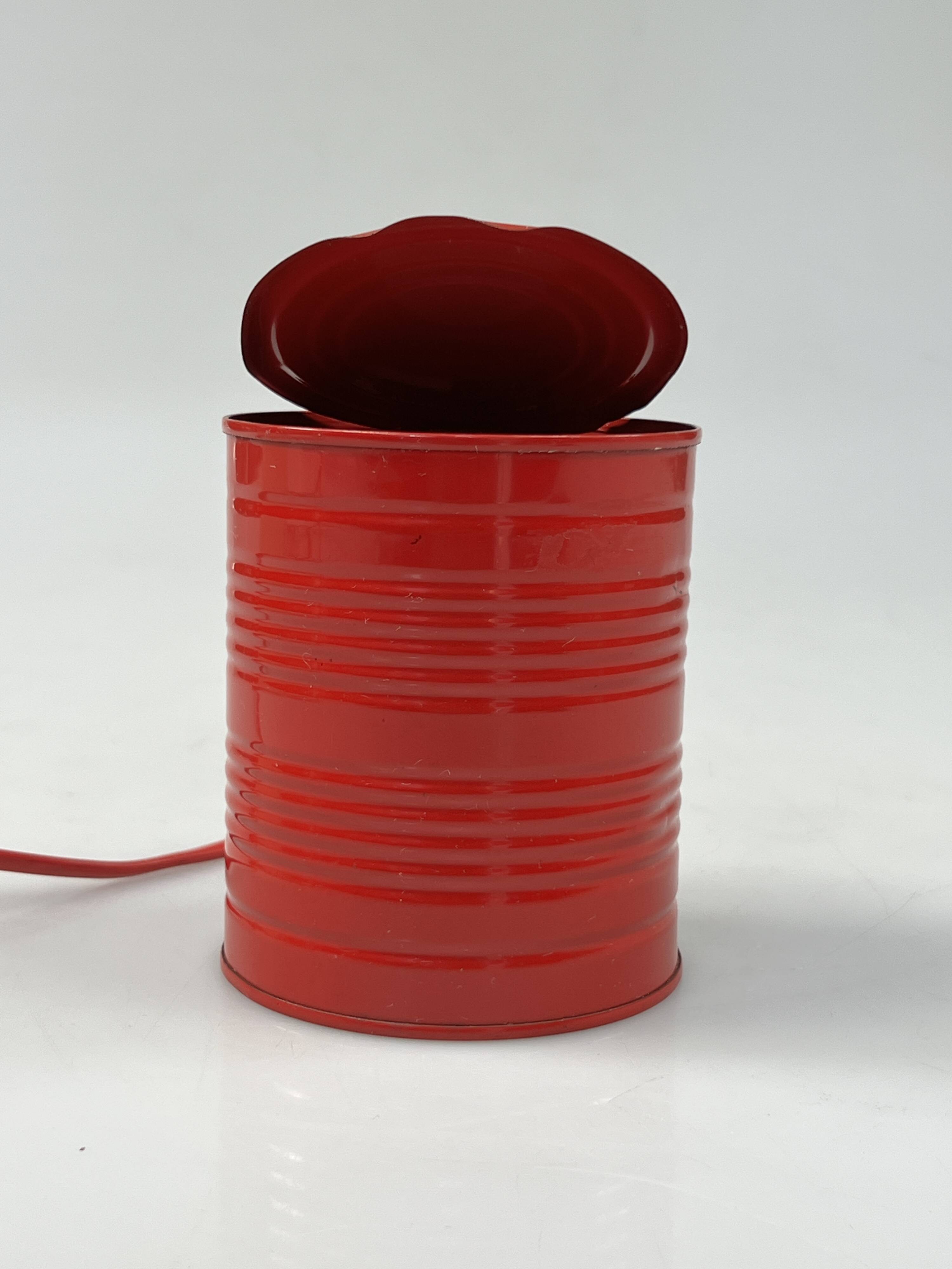 Vintage Red Tin Can Lamp, Ad Van Berlo, Vrieland Design, 1980s