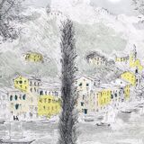 Michele Cascella, Portofino, 1960s, lithograph