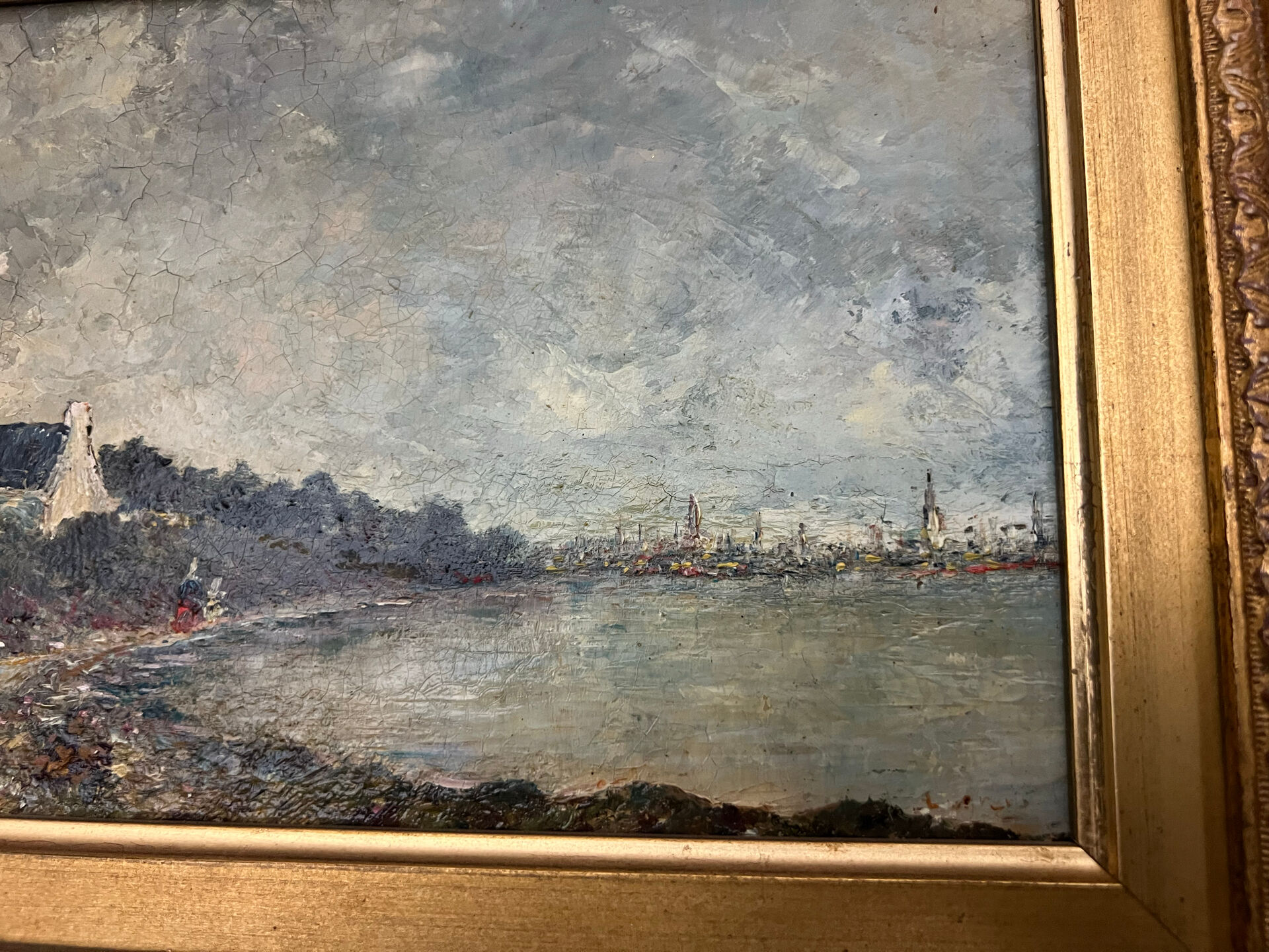 Oil on panel, impressionist coastal view