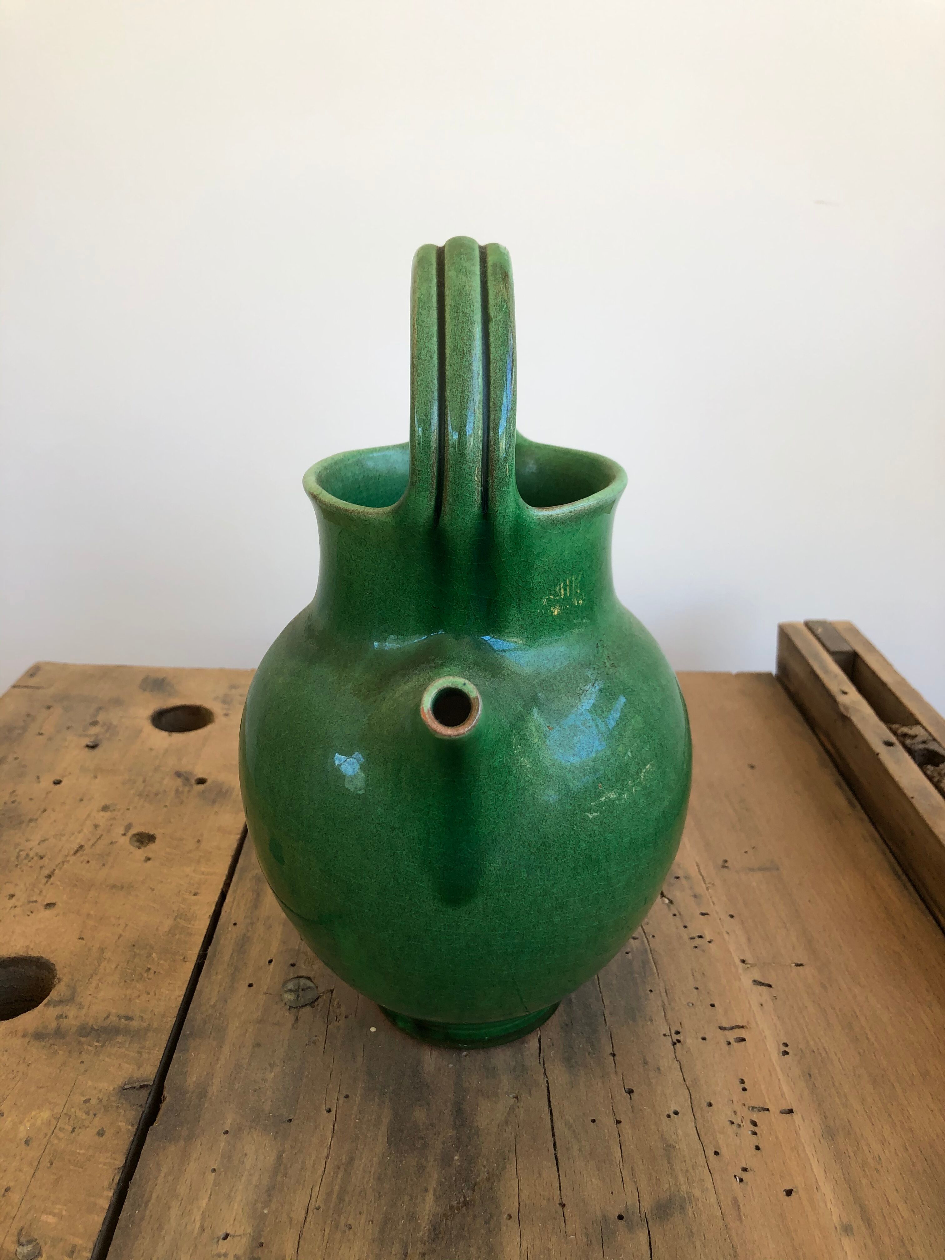 Terracotta jug enamelled 70s Salernes