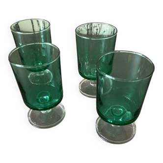 Set of 4 Luminarc Green Stem glasses