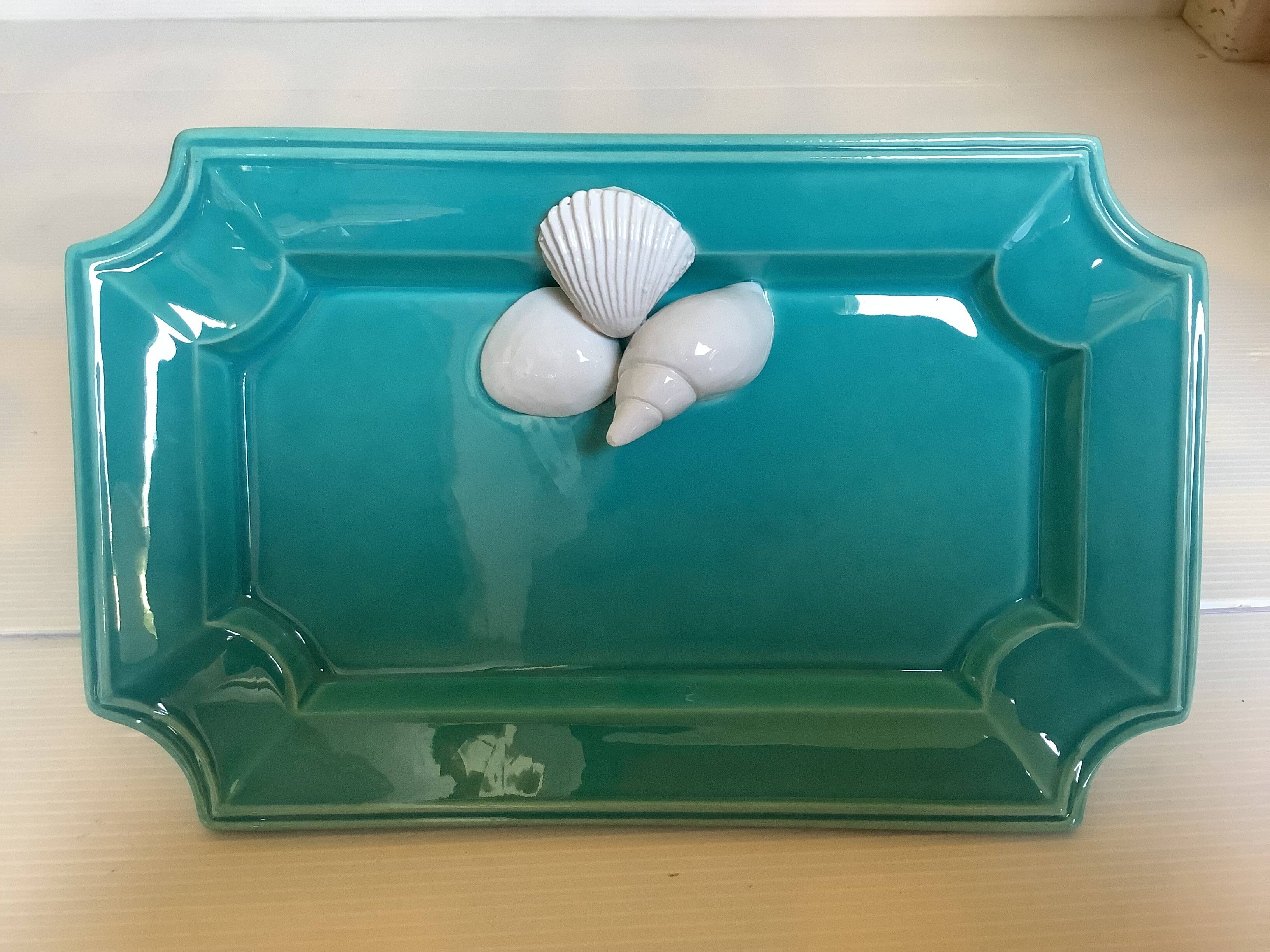Vide poche coquillages bleu turquoise, Italie