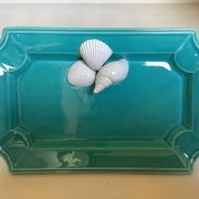 Shell-shaped bowl turquoise blue Italy