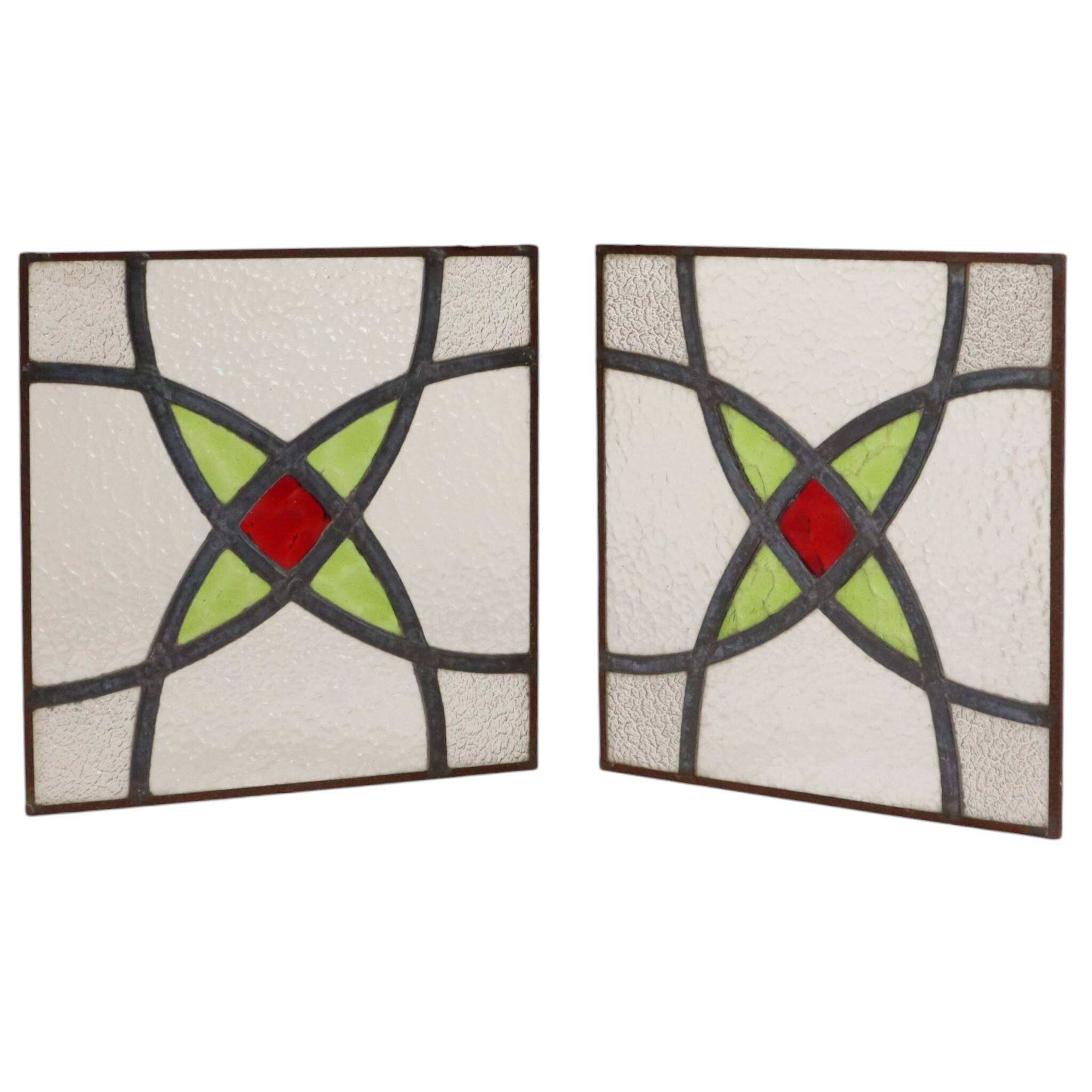 Art Deco Geometric Stained Glass Window 25x25cm