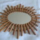Large oval wall mirror bamboo rattan wicker vintage 56x68cm