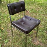 70s chairs in faux leather with chrome legs