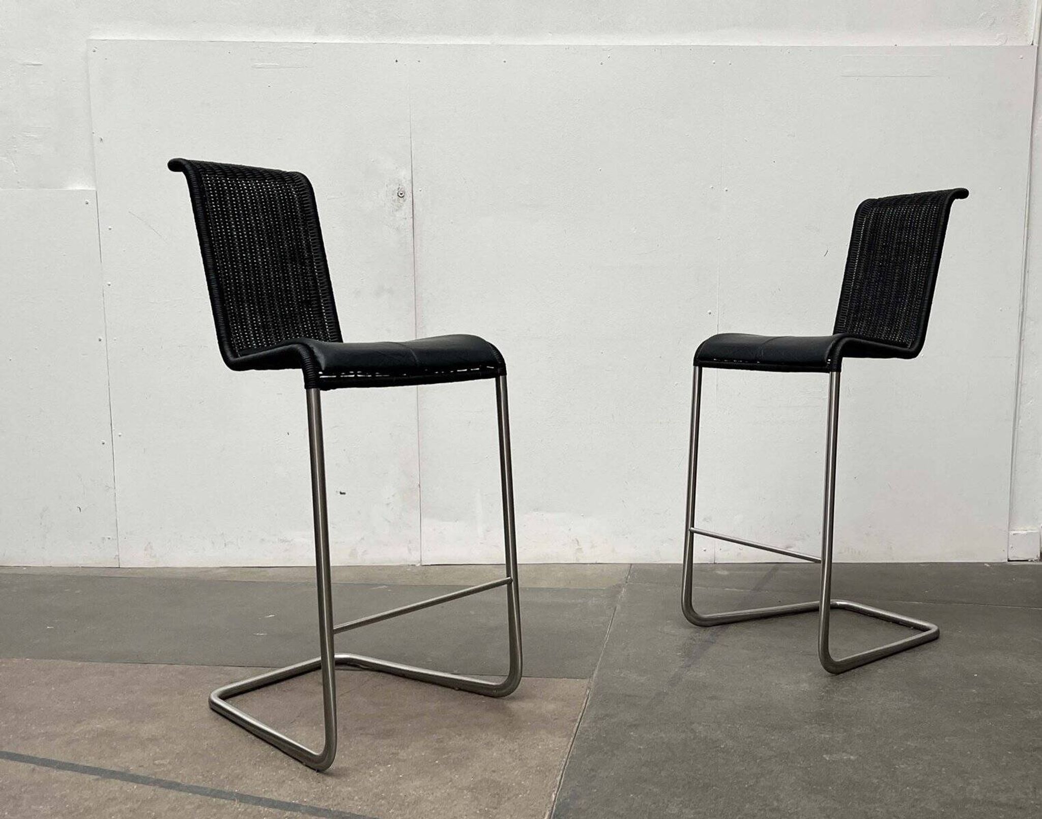 Vintage German cantilever bar stools B30 with leather cushions by Tecta and Jean Prouvé, set of 2.