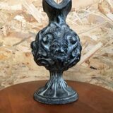 Old pitcher ewer gray ceramic signed vintage tableware