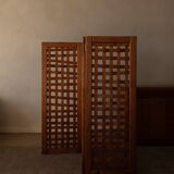 Paravent vintage en bois à 3 panneaux ajourés · Paravent pliant en pin (135 cm)