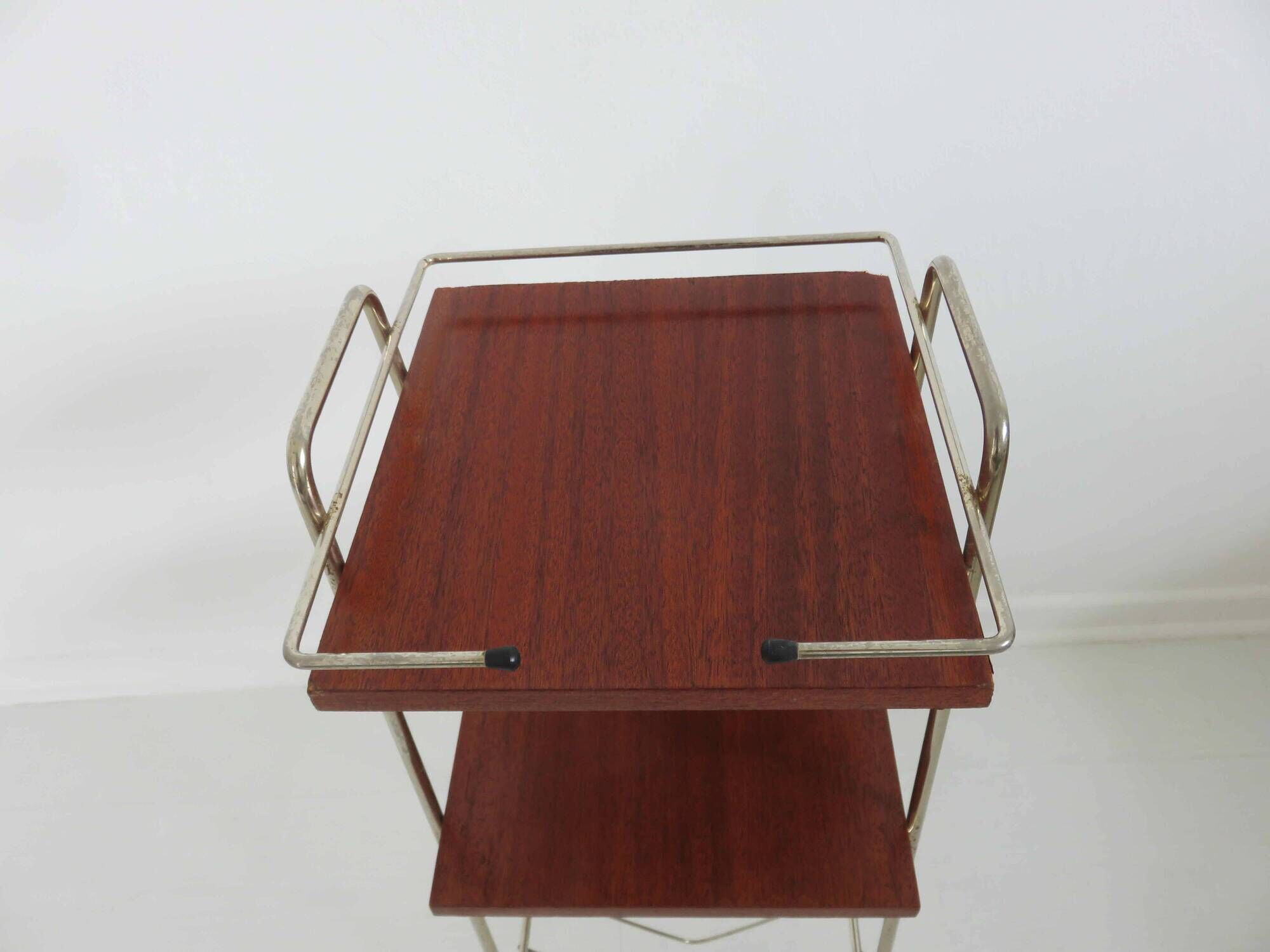 Magazine holder, metal and wood 50s 60s