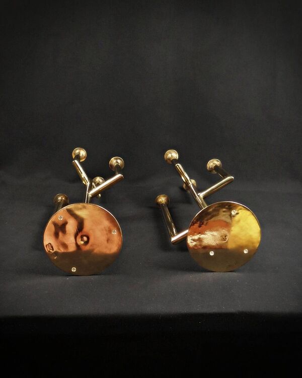 Paire de candélabres Karl Hagenauer Wiener Werkstätte en laiton doré 1930