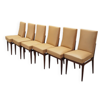 Set of six mahogany chairs, Italian design, 1960s, production: Italy