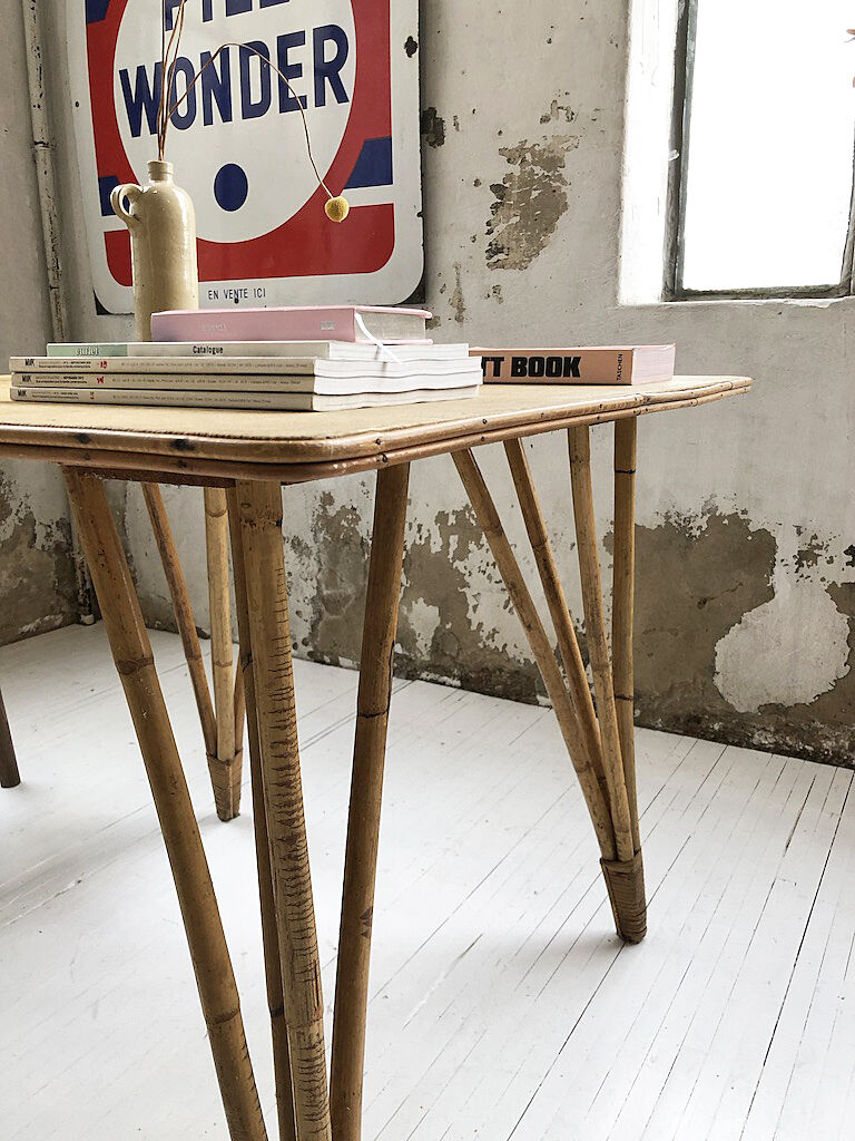 Vintage rattan meal table