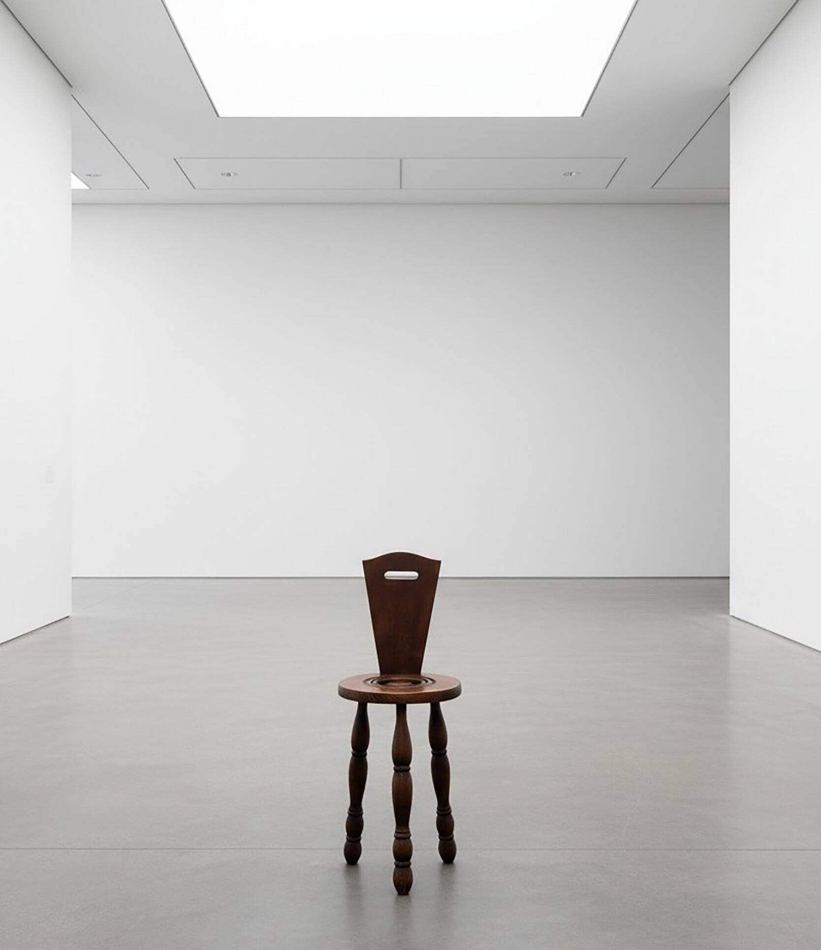 Folk Art Chestnut Wood Tripod Chair, Charles Dudouyt Style, France, 1930s
