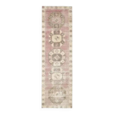 1970s Turkish Hand-Knotted Wool Cotton Pink Runner Rug 104x361