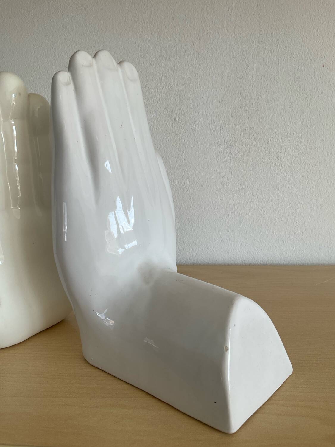 Pair of Vintage Ceramic Hands Bookends