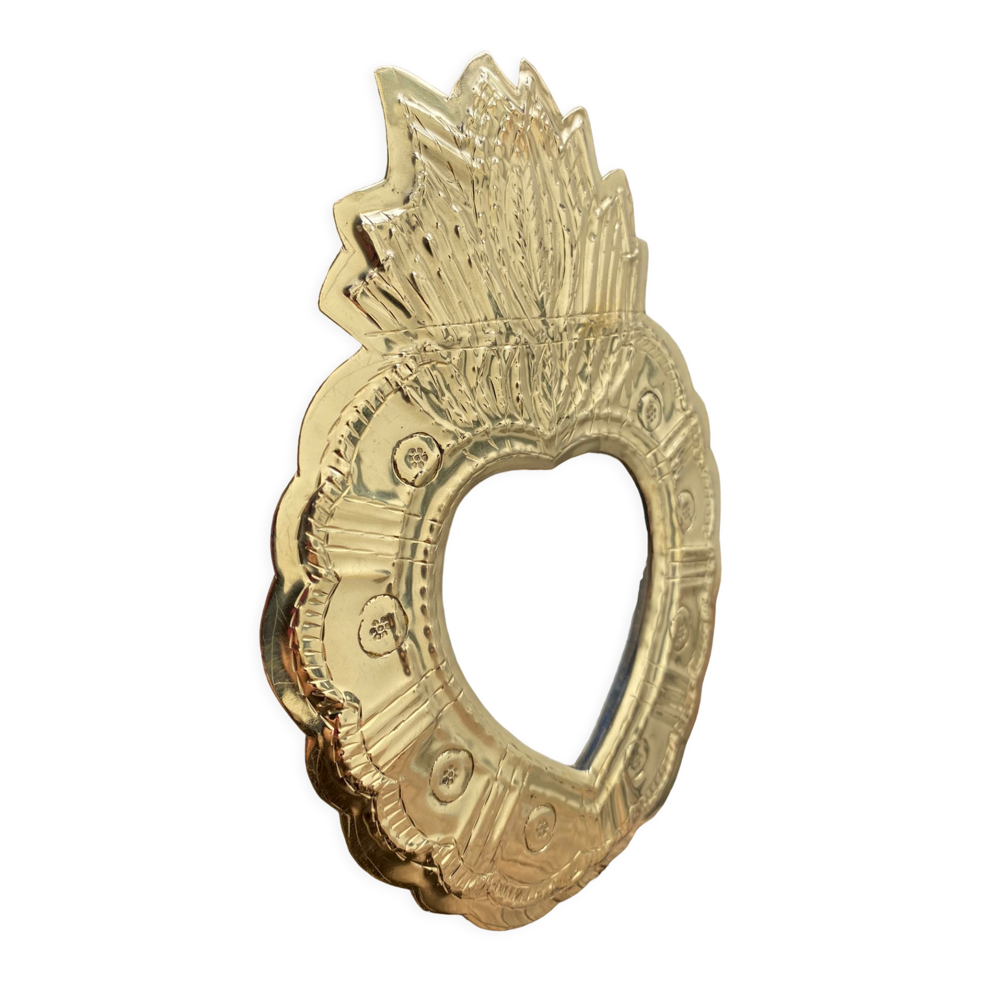 Heart mirror in brass type ex-voto houbbi