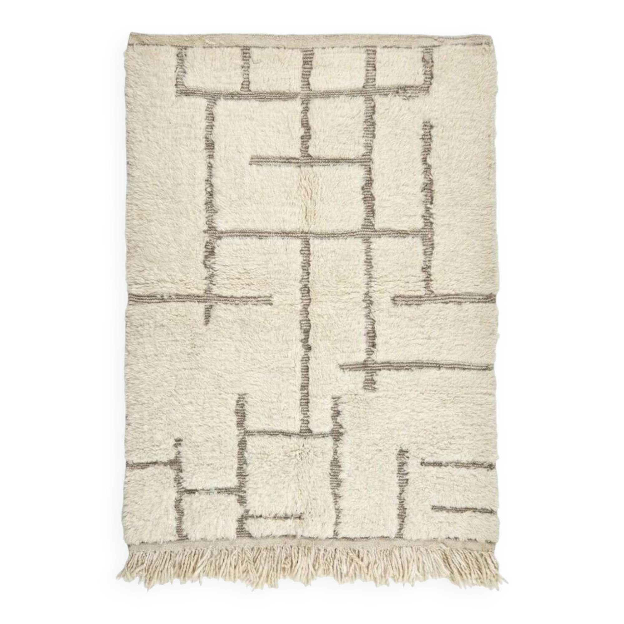 Moroccan rug with black graphic pattern