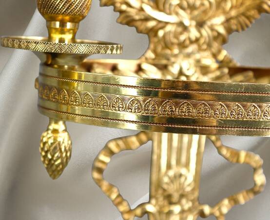 Paire Appliques en Bronze Doré, Style Directoire, Deux lumières