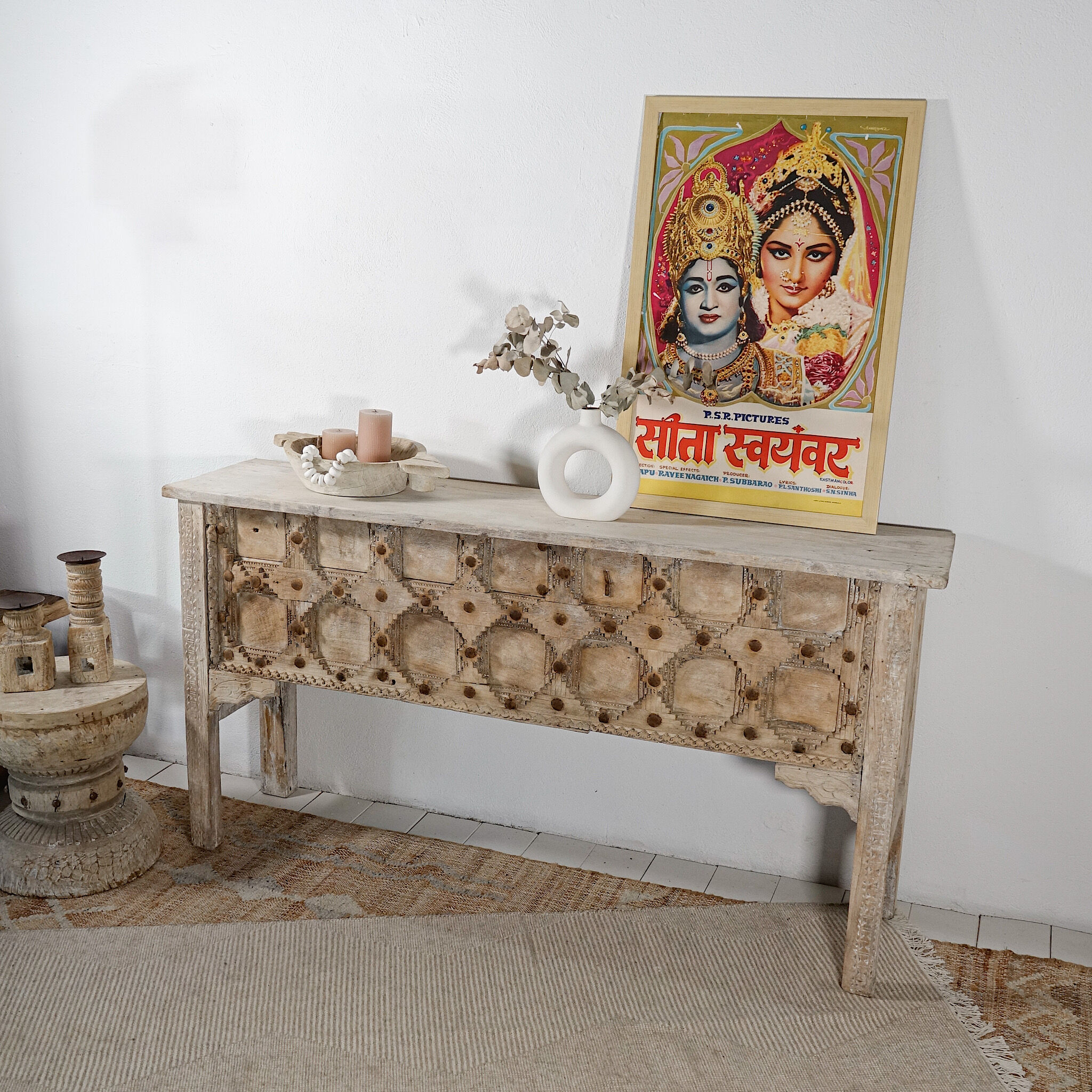 Carved wooden console