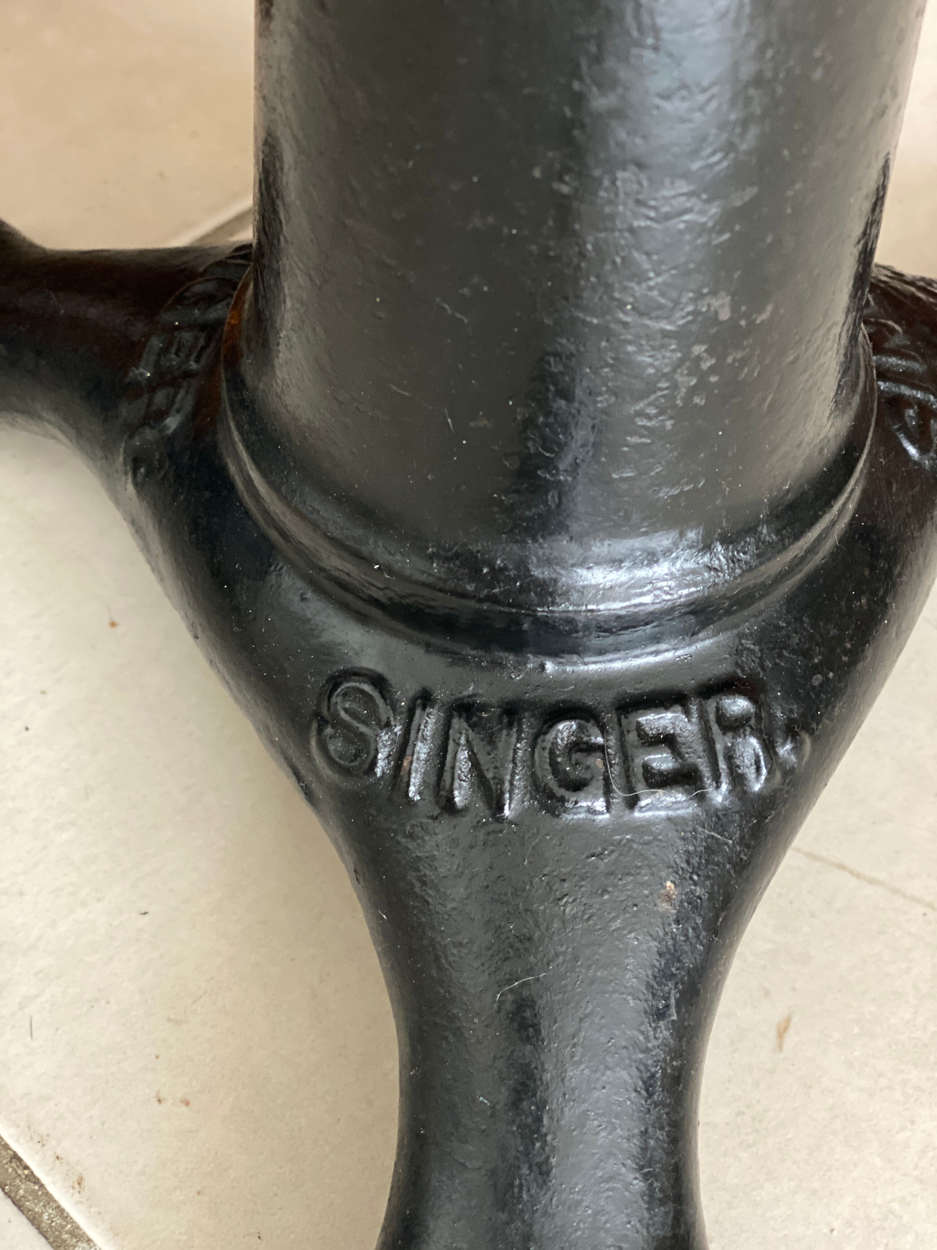 Old industrial stool Singer