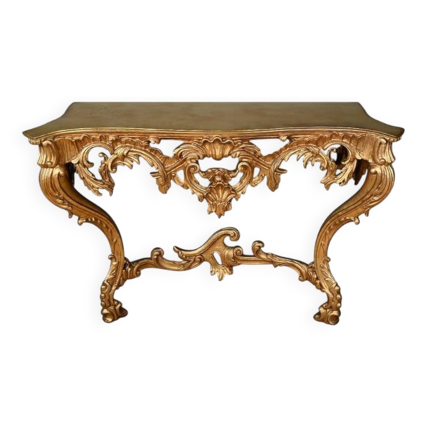 Importante console d’applique en bois doré, style Louis XV – Milieu XXe