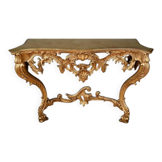 Important wall console in gilded wood, Louis XV style – Mid 20th century