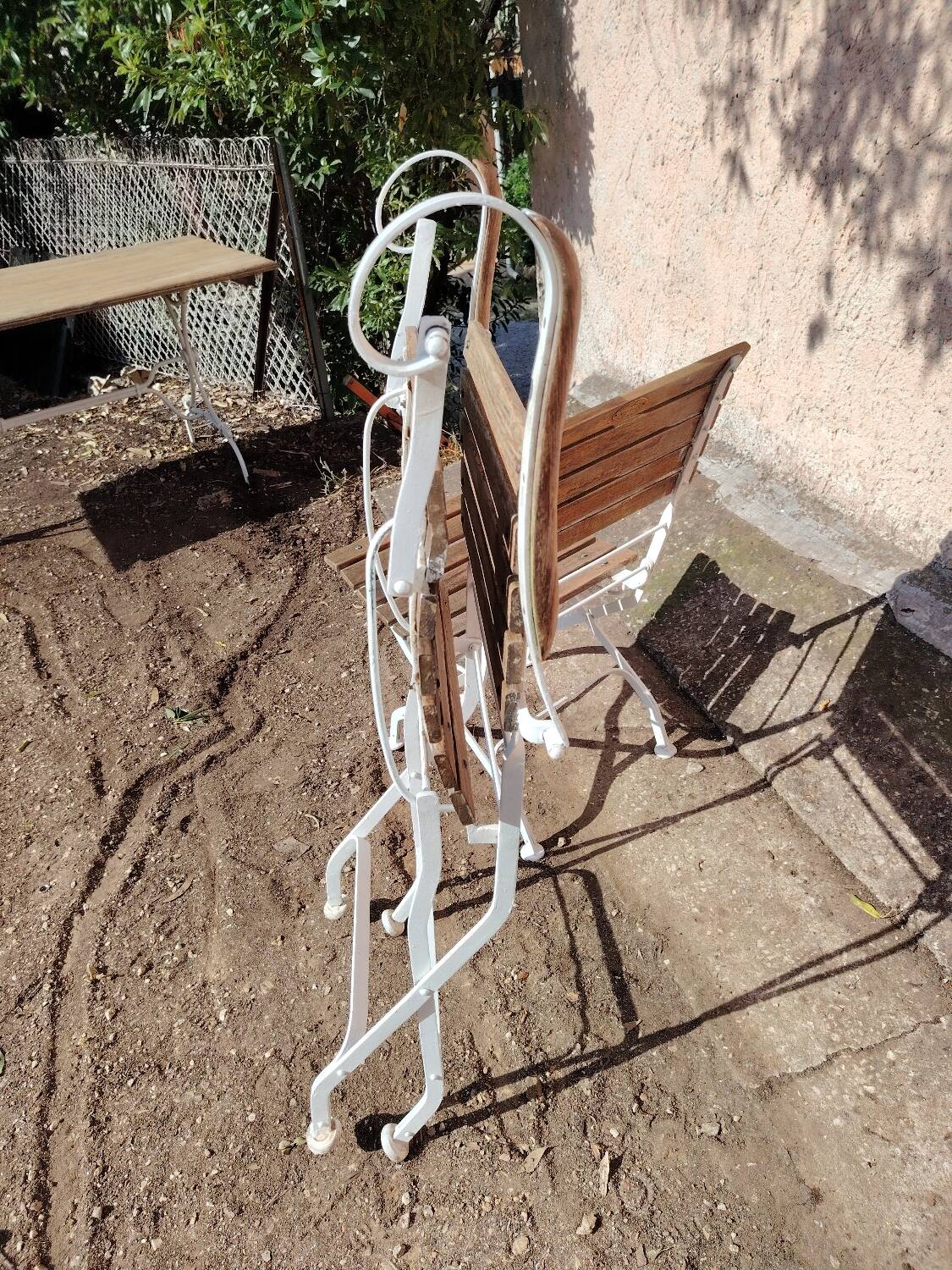 Old vintage wrought iron art nouveau garden furniture
