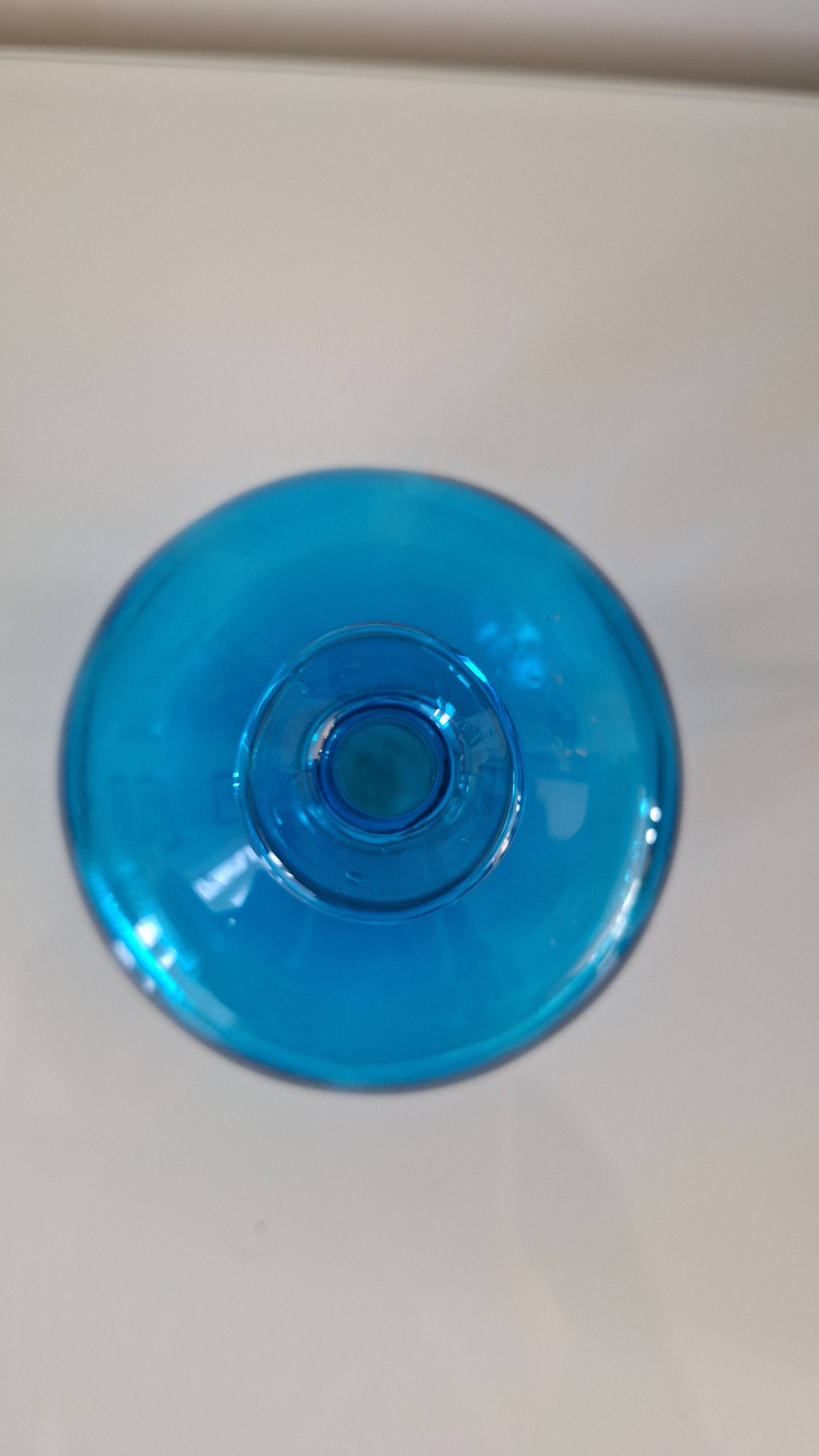 Turquoise blue blown glass vase
