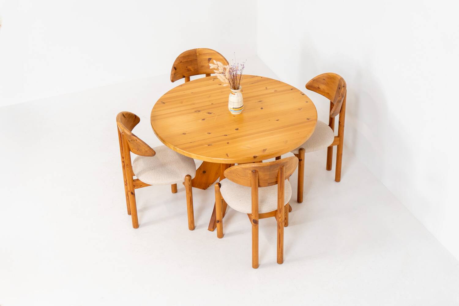 Dining set in pine with 4 chairs by Vamdrup