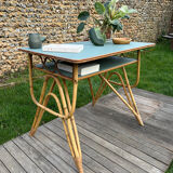 Small vintage rattan desk from the 1960s.