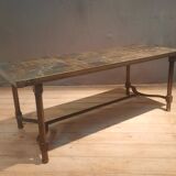 Rectangular steel and basalt coffee table
