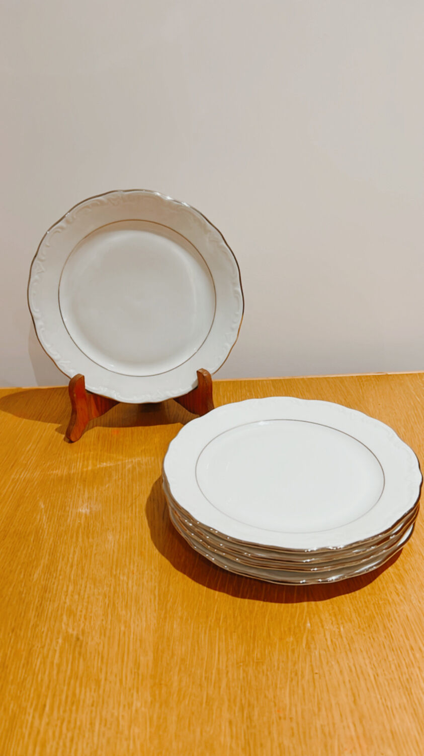 Five Bavaria silver edging dessert plates