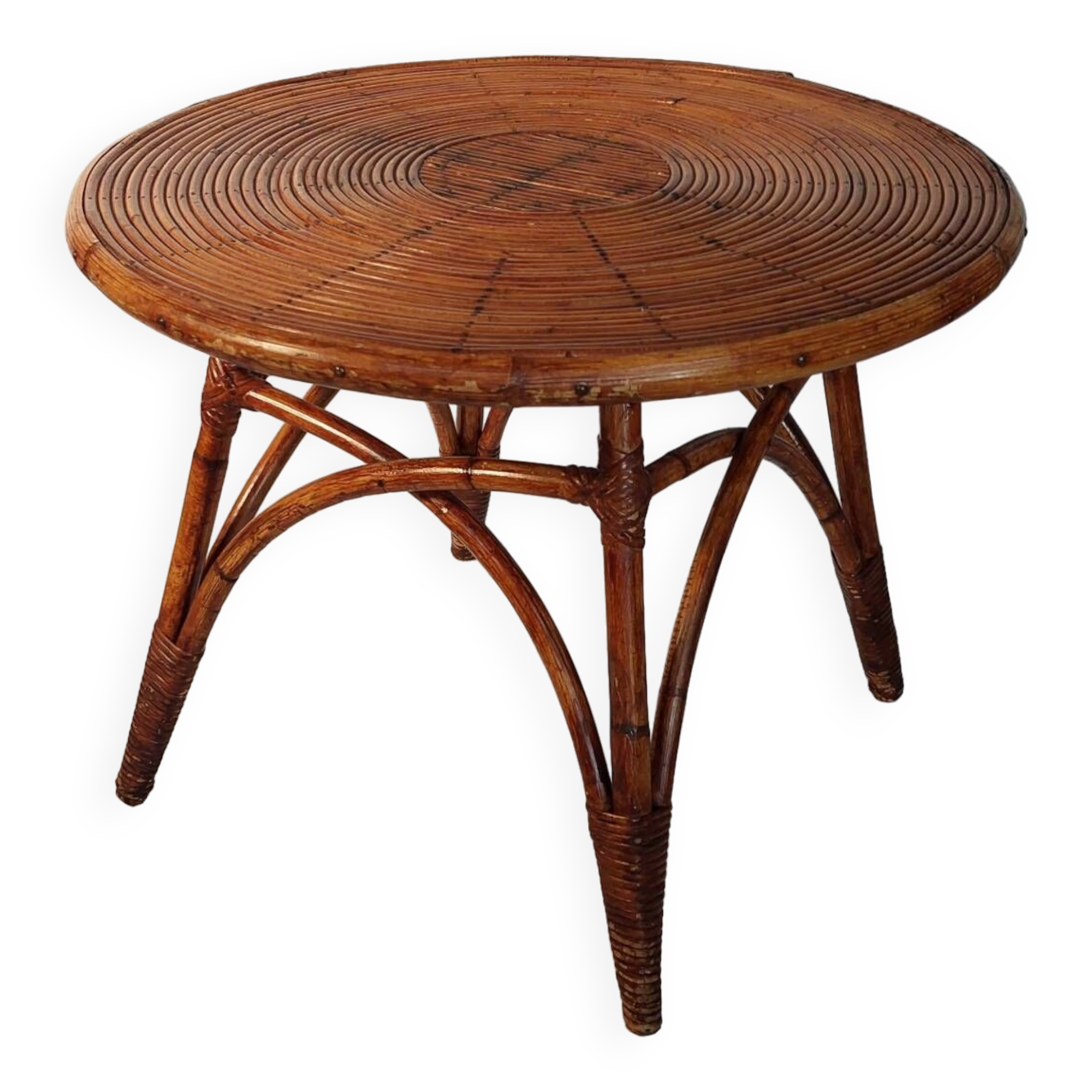 Rattan coffee table circa 1955