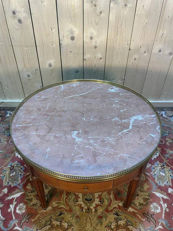 Table basse bouillotte de style Louis XVI marbre rose