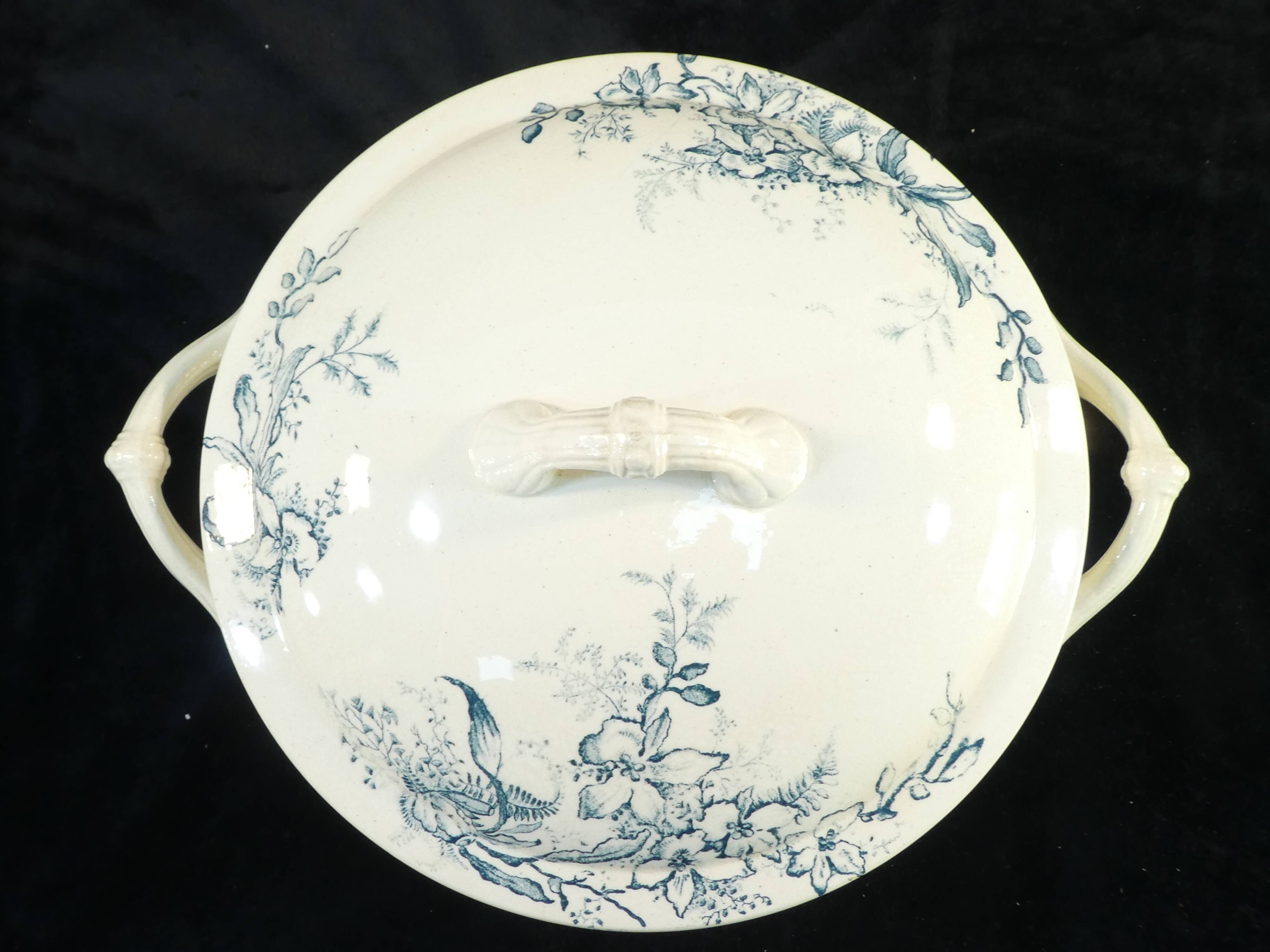 Soupiere in faience salins-les-bains floral decoration around 1900