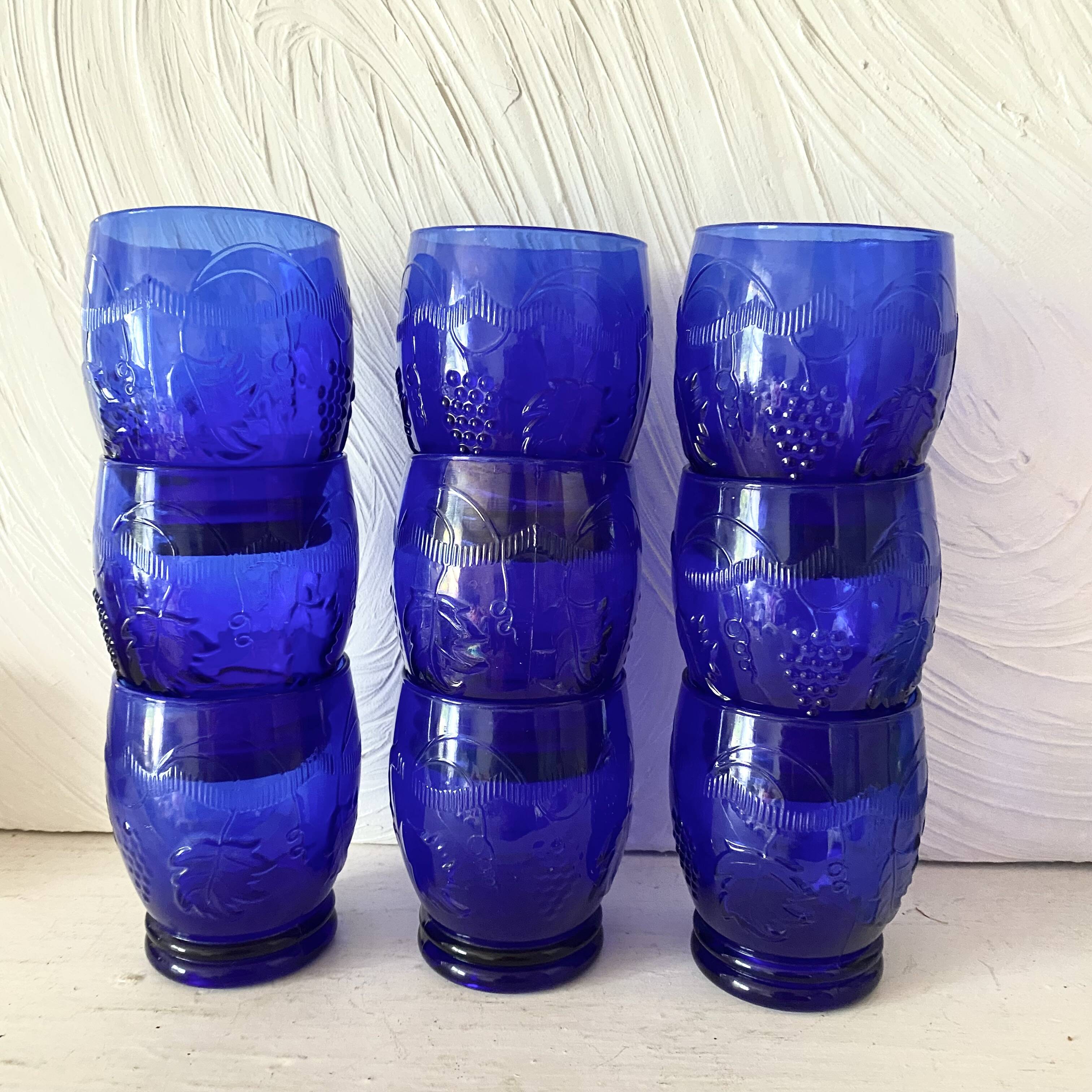 Vintage cobalt blue water glasses