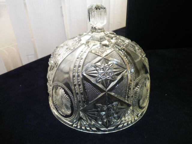 Antique cheese clocha in molded pressed glass