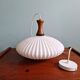 Teak and pleated white opaline suspension, Massive, 1960