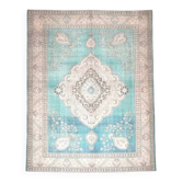 Tapis d'aire vintage persan fait main en laine et coton turquoise 293x378 des années 1960