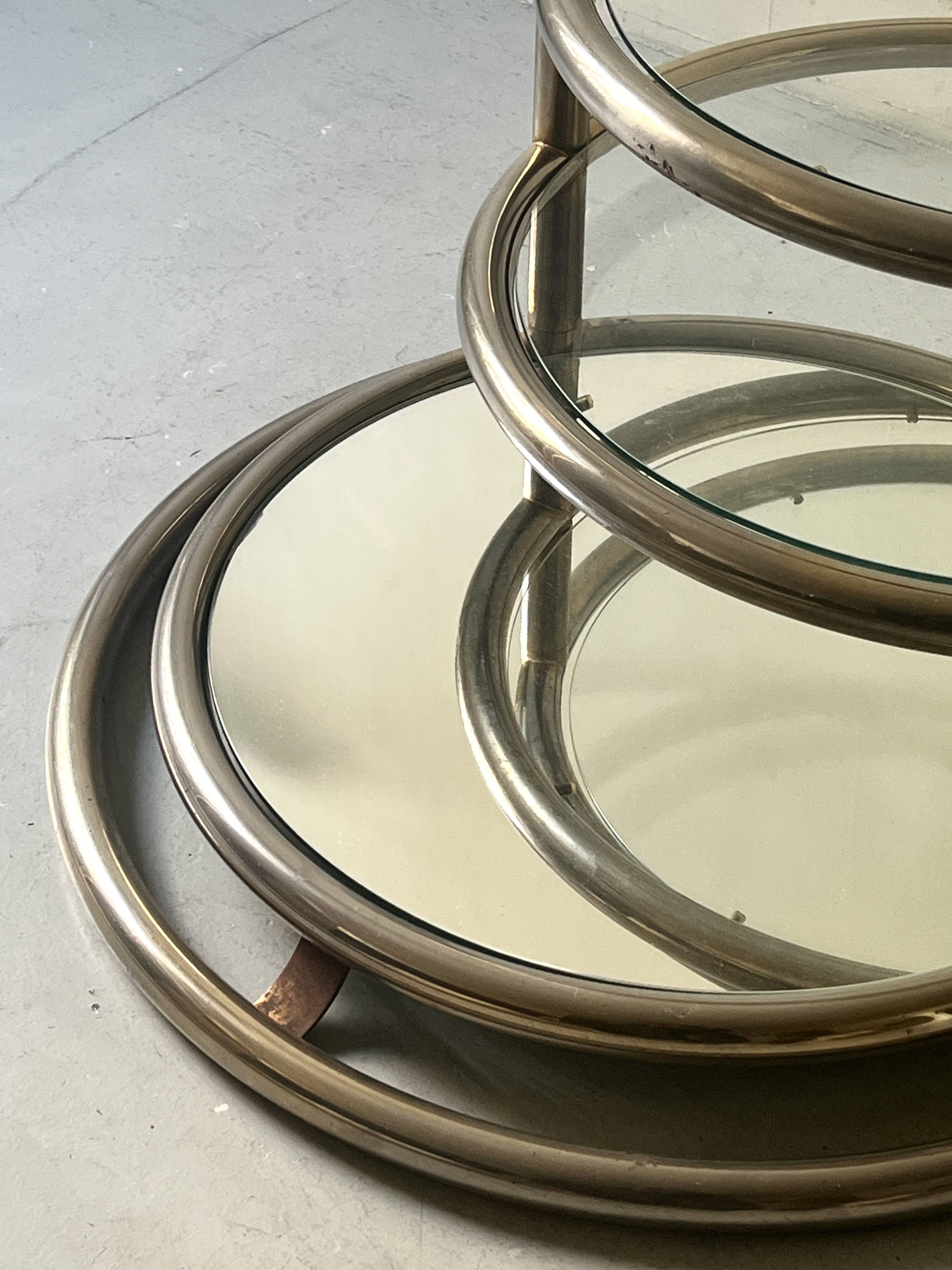 Removable coffee table in chrome, glass & mirror by Milo Baughman, design 1970.