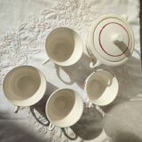 Set of 4 Badonviller Floral cups and a sugar bowl