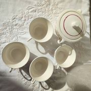 Set of 4 Badonviller Floral cups and a sugar bowl