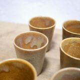 Series of 4 vintage stoneware glasses by the manufacture of Digoin, France