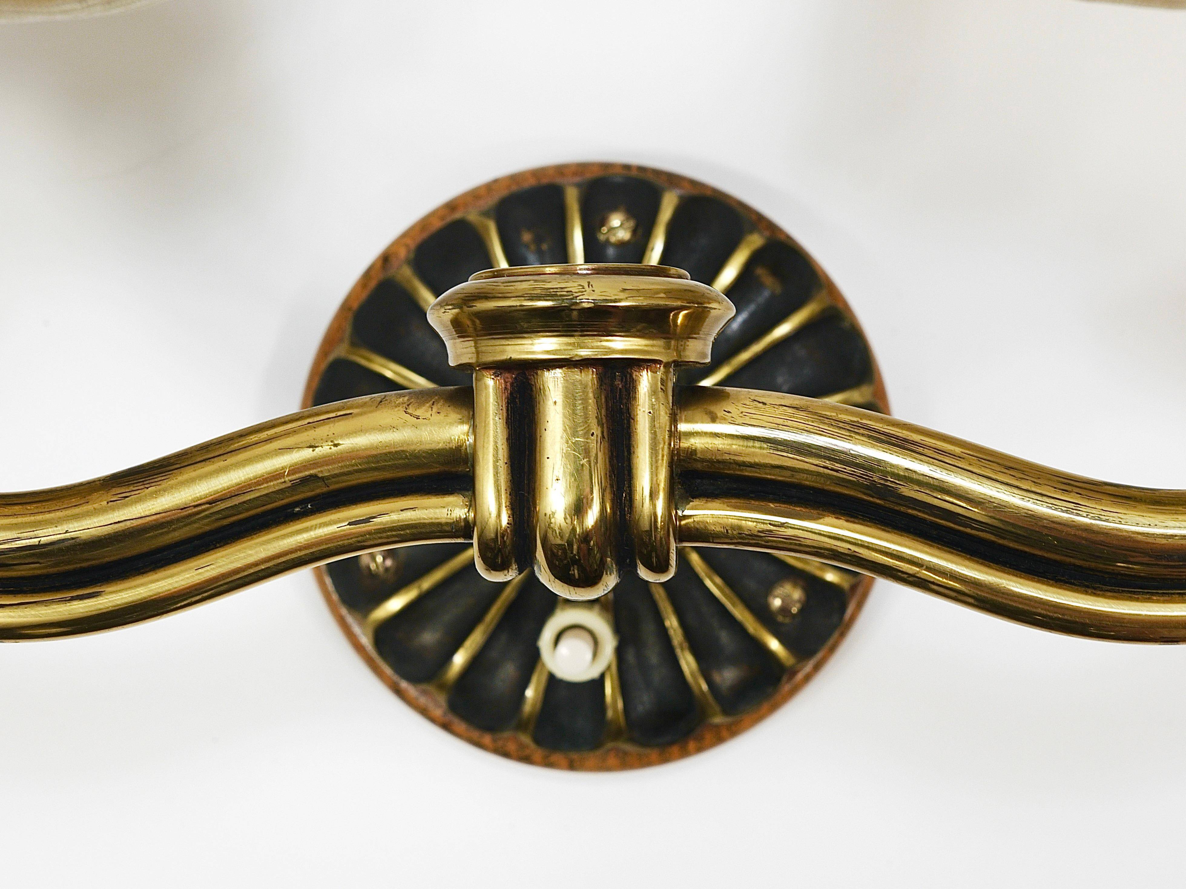 Pair of Wall Sconces in Brass from Viennese Modernism Hugo Gorge, Austria, 1940s