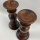 2 wooden candlesticks on 20cm feet
