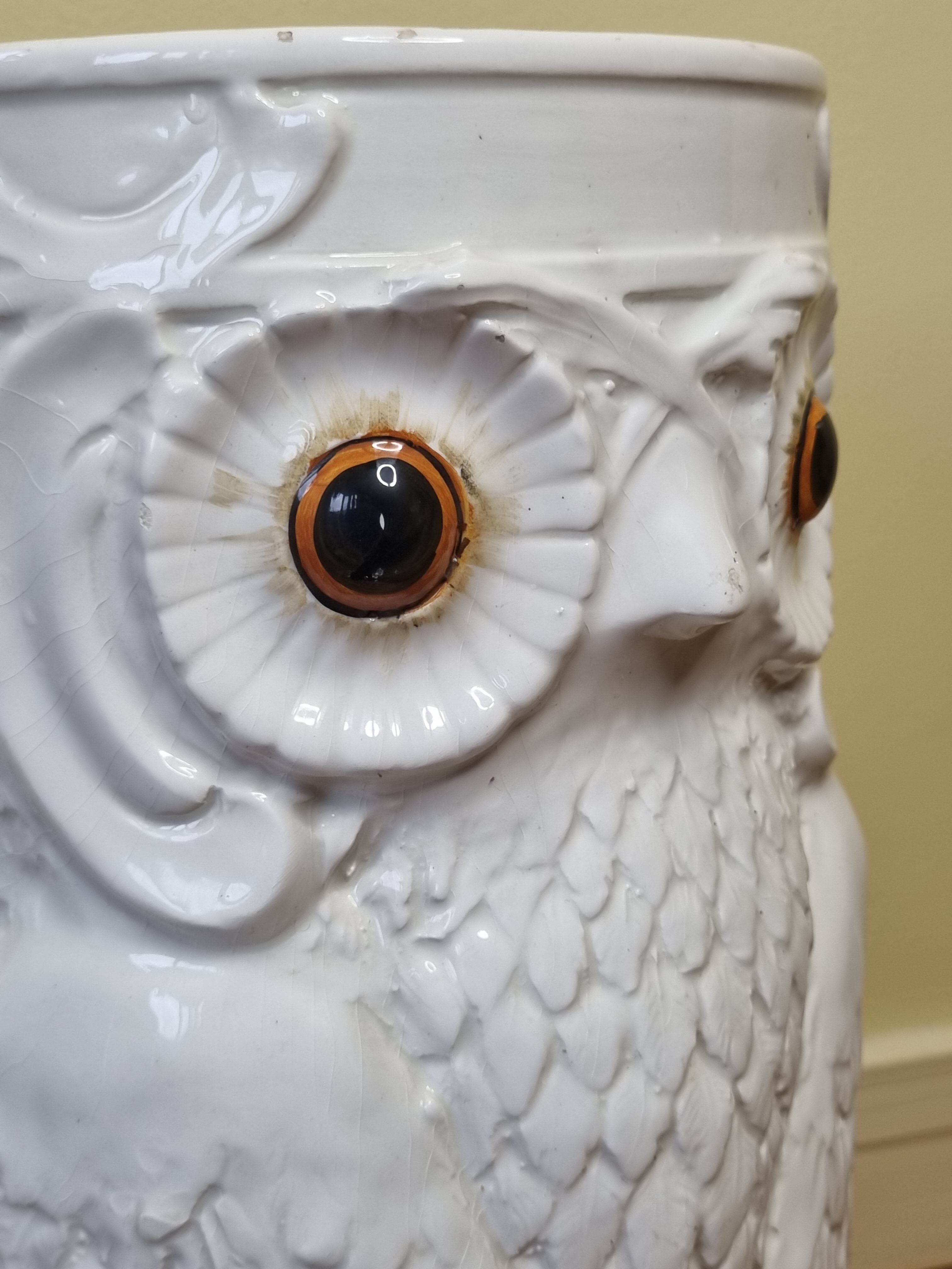 Umbrella door "Owl" in glazed ceramic, Art Deco