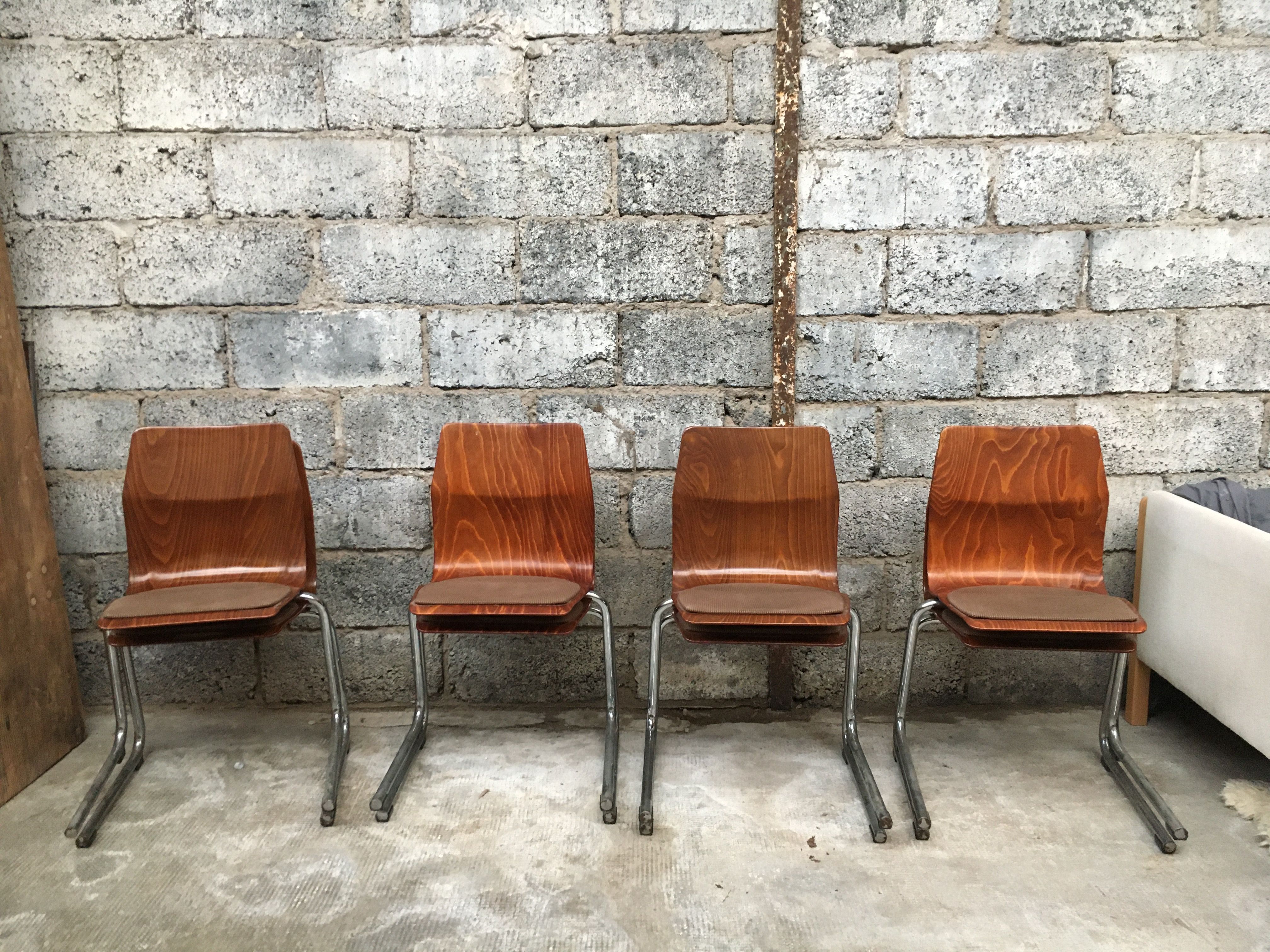 Series of 8 vintage retro stackable chairs FLOTOTTO PAGHOLZ by Adam Stegner 1960 1970