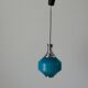 Blue glass ceiling light with a chrome frame, 1960s, Germany.
